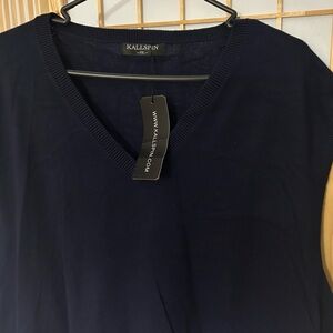 Men's V-Neck Sweater - Navy Blue